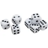 24hShop 100-pakning med hvite terninger 16 mm / spillterninger til terningspill
