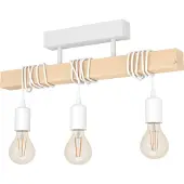 Eglo Townshend taklampe, lengde 55 cm, hvit/eik, 3 lyskilder.