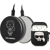 Karl Lagerfeld Ikonik-etui for AirPods + Powerbank - Svart
