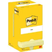 Post It 654-CY, firkant, Gult, Papir, PEFC, 76 mm, 76 mm