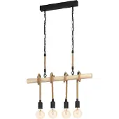 Eglo Youngstown hengelampe, lengde 70 cm, svart/brun, 4 lyskilder.