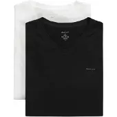 Gant for man. 900012018 Set 2 V-neck T-shirts black, white (XXL), Casual, Cotton, Short sleeve