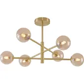QAZQA Moderne taklampe messing med gult glass 6 lys - Ryan