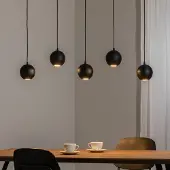 Helam Hengelampe Midway, svart, 5 lyskilder, 105 cm lang, GU10