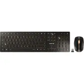 Cherry DW 9100 SLIM - Tastatur- og mussett - trådløs - 2.4 GHz, Bluetooth 4.2 - QWERTY - USA med eurosymbol - tastsvitsj: SX - svart/bronse