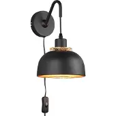 Reality Vegglampe Punch bryter og støpsel, svart/gull