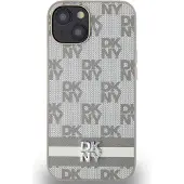 DKNY Pu Leather Checkered Pattern And Stripe Iphone 14 Telefondeksel