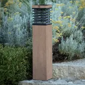 LES JARDINS LED-solcellelampe Tekura, grå, tre, 75 cm