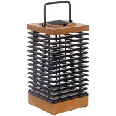 LES JARDINS LED-solcellelykt Tekura, teak/grå, 46,5 cm
