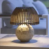 LES JARDINS LED-bordlampe Alba, grå/beige, høyde 41 cm