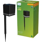 Philips LED-lampe med jordspyd Virona, svart, IP44