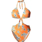 Pepe Jeans for woman. PLB10561 Lightweight Hibscus yellow stretch fabric swimming costume (XS), Beachwear, Polyester