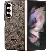 GUESS 4G Triangle Strass-etui i lær for Samsung Galaxy Z Fold 5 - brun