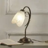 ONLI Bordlampe Odino, 1 lyskilde, bronsefarget, metall, glass