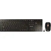 Cherry DW 9100 SLIM - Tastatur- og mussett - trådløs - 2.4 GHz, Bluetooth 4.2 - QWERTY - Storbritannia - tastsvitsj: SX - svart/bronse
