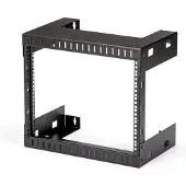 StarTech.com Startech 8U 19 Wall Mount Network Rack - 12 Deep 2 Post Open Frame Server Room Rack for Data/AV/IT/Computer Equipment/Patch Panel with Cage Nuts & Screws 135lb Capacity, Black (RK812WALLO) - Rack - s