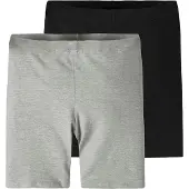 Name it Sykkelhorts - Noos - 2-pack - NkfVivian - Svart/Grå Mele - - 5-6 år (110-116) - Shorts