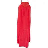 Superdry for woman. W8011672A Long beach dress coral halter neckline (S), Casual, Viscose, Sleeveless / Straps