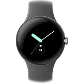 Google Pixel Watch - 41 mm - polert sølv - smartklokke med aktivt bånd - fluorelastomer - trekull - båndbredde: L - 32 GB - Wi-Fi, LTE, NFC, Bluetooth - 4G - 36 g