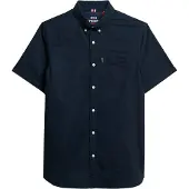 Superdry for man. M4010944A Navy Oxford shirt (L), Casual, Cotton, Short sleeve