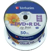 Verbatim Life Series 97693 DVD+R DL-plater 8,5 GB 8x, 50-pk, printbare