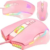 Onikuma CW905 Wired - Gaming mus - Optisk - 7 knapper - Rosa med RGB