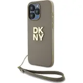 DKNY Wrist Strap Stock Logo-etui for iPhone 15 Pro - beige