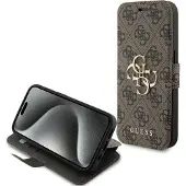 GUESS 4G metall logo etui for iPhone 15 Pro - brun