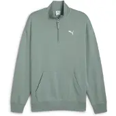 Puma WARDROBE ESS Relaxed Half Zip Crew Men, Clothing, Green Moon, L
