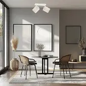 Argon Suerte taklampe, kremhvit, lintekstil, 2 lyskilder