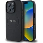 GUESS iPhone 16 Pro Grained Classic Logo Hybrid-deksel - MagSafe-kompatibel - Svart
