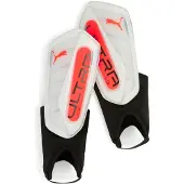 Puma ULTRA Flex Football Ankle Shinguards, Accessories, White/Glowing Red, L