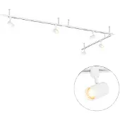 QAZQA Moderne hengende skinnesystem med 5 spotlights hvitt 1-fase - Iconic Jeana