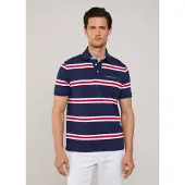 Faconnable Large Stripe Kortermet Poloskjorte