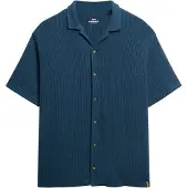 Superdry for man. M4011058A Navy Texture Shirt (XL), Casual, Cotton, Short sleeve