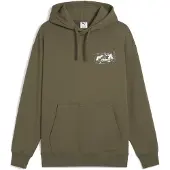 Puma FUTURE..ARCHIVE Relaxed Graphic Hoodie Unisex, Clothing, Loden Green, XL