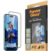 PanzerGlass - Skjermbeskyttelse for mobiltelefon - ultrabred passform - glass - rammefarge svart - for Apple iPhone 15, 16