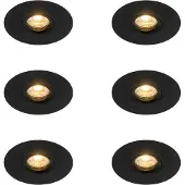 QAZQA Sett med 6 Moderne innfelt spot svart 12 cm - Buco