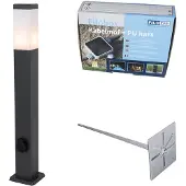 QAZQA Utendørslampe mørkegrå 80 cm med sokkel IP44 - Malios