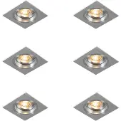 QAZQA Sett med 6 innfelte spotter firkantet aluminium justerbar - Chuck