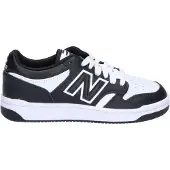 New Balance unisex for kids. GSB480V1 Leather trainers 480 white, black (38), Flat, Laces, Casual, Sport, children's fashion