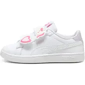 Puma Smash 3.0 Badges Sneakers Kids, Shoes, White/Magic Rose/Lilac Frost, 33