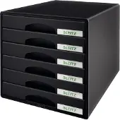 Leitz Plus - Skuffskap - 6 skuffer - for 245 x 330 mm - svart