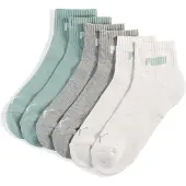 Puma Unisex Quarter Socks 3 pack, Clothing, Green/Grey, 35-38