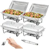Vevor 4-pack rektangel gnagskålsett med full størrelse 8Qt panramme drivstoffholder