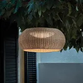 Bover LED-pendellampe Perris, brun/beige, Ø 47 cm