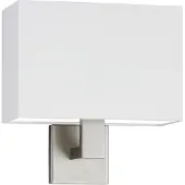 Knapstein Vegglampe Kea, nikkelfarget/hvit, bredde 28 cm, metall/stoff