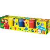 SES Creative Washable Finger Paints (Pack of 4), Blå, Grønn, Rød, Gult, Ikke giftig, Vaskbar, Glutenfri, 145 ml