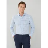Hackett Linen Windowpane Skjorte Med Lange Ermer