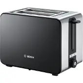 Bosch TAT7203 - Brødrister - 2 skive - 2 Spor - rustfritt stål / svart